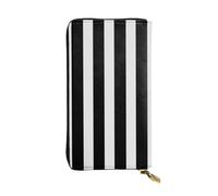 Lhbwcvn Black & White Stripe Wallet For Women Men Clutch Rfid Blocking Leather Wallets Large Capacity Purse Credit Card Holder Money Case With Zipper Phone Holder Long Travel Purse, Black, One Size