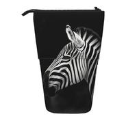LHBWCVN Black & White Zebra Cosmetics Bag Standing Pencil Case Telescopic Pencil Bag Portable Pencil Holder Cute Stand up Pencil Pouch for Women Men Travel Coin Pouch Purse
