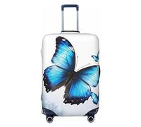 LHBWCVN Blue Butterfly Luggage Cover for Suitcase Tsa Approved, Washable Suitcase Protector Fits 18-32 Inch Anti-scratch Suitcase Cover Carry on Luggage Sleeve Travel Baggage Cover, Black, XL