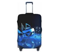 LHBWCVN Blue Music Luggage Cover for Suitcase Tsa Approved, Washable Suitcase Protector Fits 18-32 Inch Anti-scratch Suitcase Cover Carry on Luggage Sleeve Travel Baggage Cover, Black, L