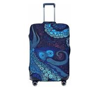 LHBWCVN Blue Octopus Luggage Cover for Suitcase Tsa Approved, Washable Suitcase Protector Fits 18-32 Inch Anti-scratch Suitcase Cover Carry on Luggage Sleeve Travel Baggage Cover, Black, M