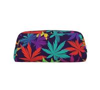 LHBWCVN Bright Colorful Weed Pattern Pencil Case Large Capacity Pencil Pouch Aesthetic Pen Bag Leather Makeup Bag for Women Men Travel Toiletry Bags Zipper Cosmetic Bag Wide-open Coin Pouch Purse