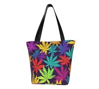 LHBWCVN Bright Colorful Weed Pattern Tote Bag for Women Top-Handle Purse Large Shoulder Hobo Bags Casual Handbags Aesthetic Shopping Bag Reusable Grocery Bag Zipper Work Bag Travel Beach Bag