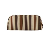 LHBWCVN Brown Stripe Pencil Case Large Capacity Pencil Pouch Aesthetic Pen Bag Leather Makeup Bag for Women Men Travel Toiletry Bags Zipper Cosmetic Bag Wide-open Coin Pouch Purse, Gold, One size