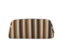 LHBWCVN Brown Stripe Pencil Case Large Capacity Pencil Pouch Aesthetic Pen Bag Leather Makeup Bag for Women Men Travel Toiletry Bags Zipper Cosmetic Bag Wide-open Coin Pouch Purse, Silver, One size