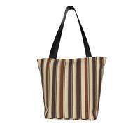 LHBWCVN Brown Stripe Tote Bag for Women Top-Handle Purse Large Shoulder Hobo Bags Casual Handbags Aesthetic Shopping Bag Reusable Grocery Bag Zipper Work Bag Travel Beach Bag