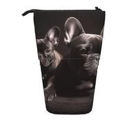 LHBWCVN Bulldog Cosmetics Bag Standing Pencil Case Telescopic Pencil Bag Portable Pencil Holder Cute Stand up Pencil Pouch for Women Men Travel Coin Pouch Purse