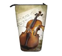 LHBWCVN Butterfly and cello Cosmetics Bag Standing Pencil Case Telescopic Pencil Bag Portable Pencil Holder Cute Stand up Pencil Pouch for Women Men Travel Coin Pouch Purse