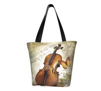 LHBWCVN Butterfly and cello Tote Bag for Women Top-Handle Purse Large Shoulder Hobo Bags Casual Handbags Aesthetic Shopping Bag Reusable Grocery Bag Zipper Work Bag Travel Beach Bag