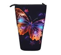 LHBWCVN Butterfly Cosmetics Bag Standing Pencil Case Telescopic Pencil Bag Portable Pencil Holder Cute Stand up Pencil Pouch for Women Men Travel Coin Pouch Purse