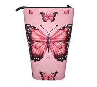 LHBWCVN Butterfly Pattern Cosmetics Bag Standing Pencil Case Telescopic Pencil Bag Portable Pencil Holder Cute Stand up Pencil Pouch for Women Men Travel Coin Pouch Purse