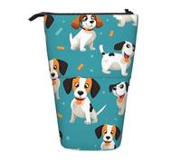 LHBWCVN Cartoon Dog Cosmetics Bag Standing Pencil Case Telescopic Pencil Bag Portable Pencil Holder Cute Stand up Pencil Pouch for Women Men Travel Coin Pouch Purse