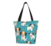 LHBWCVN Cartoon Dog Tote Bag for Women Top-Handle Purse Large Shoulder Hobo Bags Casual Handbags Aesthetic Shopping Bag Reusable Grocery Bag Zipper Work Bag Travel Beach Bag