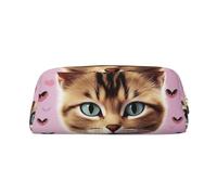 LHBWCVN Carttoon Cat Pencil Case Large Capacity Pencil Pouch Aesthetic Pen Bag Leather Makeup Bag for Women Men Travel Toiletry Bags Zipper Cosmetic Bag Wide-open Coin Pouch Purse