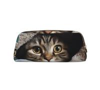 LHBWCVN Cat Under Blanket Pencil Case Large Capacity Pencil Pouch Aesthetic Pen Bag Leather Makeup Bag for Women Men Travel Toiletry Bags Zipper Cosmetic Bag Wide-open Coin Pouch Purse, Gold, One size