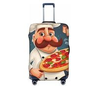LHBWCVN Chef Pizza Luggage Cover for Suitcase Tsa Approved, Washable Suitcase Protector Fits 18-32 Inch Anti-scratch Suitcase Cover Carry on Luggage Sleeve Travel Baggage Cover, Black, XL