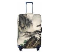 LHBWCVN Chinese Landscape Painting Luggage Cover for Suitcase Tsa Approved, Washable Suitcase Protector Fits 18-32 Inch Anti-scratch Suitcase Cover Carry on Luggage Sleeve Travel Baggage Cover, Black,