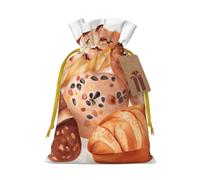 LHBWCVN - Christmas Gift Bags Drawstring Painted Bread Bags with Tags, Christmas Gift Bags with Christmas Yellow Ribbon, Reusable Cloth Gift Bag, Gift Bags for