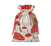 LHBWCVN - Christmas gift bags with red and white mushroom drawstring with tags, Christmas gift bags with red ribbon, reusable fabric gift bag, gift bags for parties and