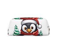 LHBWCVN Christmas Penguin Pencil Case Large Capacity Pencil Pouch Aesthetic Pen Bag Leather Makeup Bag for Women Men Travel Toiletry Bags Zipper Cosmetic Bag Wide-open Coin Pouch Purse