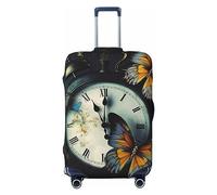 LHBWCVN Clock Butterfly Luggage Cover for Suitcase Tsa Approved, Washable Suitcase Protector Fits 18-32 Inch Anti-scratch Suitcase Cover Carry on Luggage Sleeve Travel Baggage Cover, Black, XL