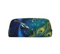 LHBWCVN Colored Peacock Pencil Case Large Capacity Pencil Pouch Aesthetic Pen Bag Leather Makeup Bag for Women Men Travel Toiletry Bags Zipper Cosmetic Bag Wide-open Coin Pouch Purse, Silver, One Size
