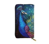 Lhbwcvn Colored Peacock Wallet For Women Men Clutch Rfid Blocking Leather Wallets Large Capacity Purse Credit Card Holder Money Case With Zipper Phone Holder Long Travel Purse, Black, One Size