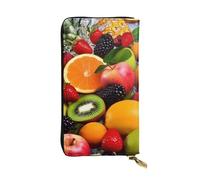 Lhbwcvn Colorful Fruit Wallet For Women Men Clutch Rfid Blocking Leather Wallets Large Capacity Purse Credit Card Holder Money Case With Zipper Phone Holder Long Travel Purse, Black, One Size