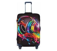LHBWCVN Colorful Music Luggage Cover for Suitcase Tsa Approved, Washable Suitcase Protector Fits 18-32 Inch Anti-scratch Suitcase Cover Carry on Luggage Sleeve Travel Baggage Cover, Black, S