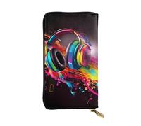 Lhbwcvn Colorful Music Wallet For Women Men Clutch Rfid Blocking Leather Wallets Large Capacity Purse Credit Card Holder Money Case With Zipper Phone Holder Long Travel Purse, Black, One Size