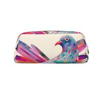 LHBWCVN Colorful Pigeon Pencil Case Large Capacity Pencil Pouch Aesthetic Pen Bag Leather Makeup Bag for Women Men Travel Toiletry Bags Zipper Cosmetic Bag Wide-open Coin Pouch Purse, Gold, One Size