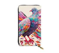 Lhbwcvn Colorful Pigeon Wallet For Women Men Clutch Rfid Blocking Leather Wallets Large Capacity Purse Credit Card Holder Money Case With Zipper Phone Holder Long Travel Purse, Black, One Size