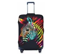 LHBWCVN Colorful Rainbow Zebra Luggage Cover for Suitcase Tsa Approved, Washable Suitcase Protector Fits 18-32 Inch Anti-scratch Suitcase Cover Carry on Luggage Sleeve Travel Baggage Cover, Black, L