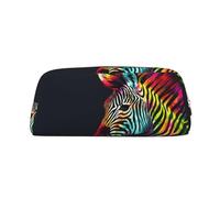 LHBWCVN Colorful Rainbow Zebra Pencil Case Large Capacity Pencil Pouch Aesthetic Pen Bag Leather Makeup Bag for Women Men Travel Toiletry Bags Zipper Cosmetic Bag Wide-open Coin Pouch Purse, Gold, One