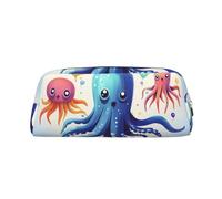 LHBWCVN Colorful Squid Octopus Pencil Case Large Capacity Pencil Pouch Aesthetic Pen Bag Leather Makeup Bag for Women Men Travel Toiletry Bags Zipper Cosmetic Bag Wide-open Coin Pouch Purse, Gold, One
