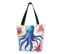 LHBWCVN Colorful Squid Octopus Tote Bag for Women Top-Handle Purse Large Shoulder Hobo Bags Casual Handbags Aesthetic Shopping Bag Reusable Grocery Bag Zipper Work Bag Travel Beach Bag