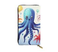 Lhbwcvn Colorful Squid Octopus Wallet For Women Men Clutch Rfid Blocking Leather Wallets Large Capacity Purse Credit Card Holder Money Case With Zipper Phone Holder Long Travel Purse, Black, One Size
