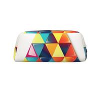 LHBWCVN Colorful Triangle Pencil Case Large Capacity Pencil Pouch Aesthetic Pen Bag Leather Makeup Bag for Women Men Travel Toiletry Bags Zipper Cosmetic Bag Wide-open Coin Pouch Purse