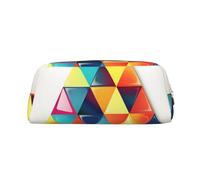 LHBWCVN Colorful Triangle Pencil Case Large Capacity Pencil Pouch Aesthetic Pen Bag Leather Makeup Bag for Women Men Travel Toiletry Bags Zipper Cosmetic Bag Wide-open Coin Pouch Purse