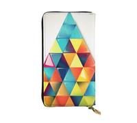 Lhbwcvn Colorful Triangle Wallet For Women Men Clutch Rfid Blocking Leather Wallets Large Capacity Purse Credit Card Holder Money Case With Zipper Phone Holder Long Travel Purse, Black, One Size