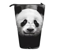 LHBWCVN Cute Black and White Panda Cosmetics Bag Standing Pencil Case Telescopic Pencil Bag Portable Pencil Holder Cute Stand up Pencil Pouch for Women Men Travel Coin Pouch Purse