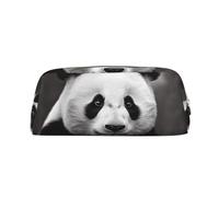LHBWCVN Cute Black and White Panda Pencil Case Large Capacity Pencil Pouch Aesthetic Pen Bag Leather Makeup Bag for Women Men Travel Toiletry Bags Zipper Cosmetic Bag Wide-open Coin Pouch Purse, Gold