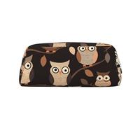 LHBWCVN Cute Brown Cartoon Owls Pencil Case Large Capacity Pencil Pouch Aesthetic Pen Bag Leather Makeup Bag for Women Men Travel Toiletry Bags Zipper Cosmetic Bag Wide-open Coin Pouch Purse