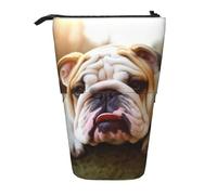 LHBWCVN Cute Bulldog Puppy Cosmetics Bag Standing Pencil Case Telescopic Pencil Bag Portable Pencil Holder Cute Stand up Pencil Pouch for Women Men Travel Coin Pouch Purse