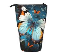 LHBWCVN Cute Butterfly Cosmetics Bag Standing Pencil Case Telescopic Pencil Bag Portable Pencil Holder Cute Stand up Pencil Pouch for Women Men Travel Coin Pouch Purse
