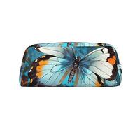 LHBWCVN Cute Butterfly Pencil Case Large Capacity Pencil Pouch Aesthetic Pen Bag Leather Makeup Bag for Women Men Travel Toiletry Bags Zipper Cosmetic Bag Wide-open Coin Pouch Purse