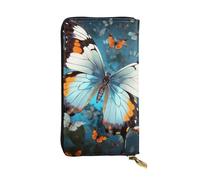 Lhbwcvn Cute Butterfly Wallet For Women Men Clutch Rfid Blocking Leather Wallets Large Capacity Purse Credit Card Holder Money Case With Zipper Phone Holder Long Travel Purse, Black, One Size
