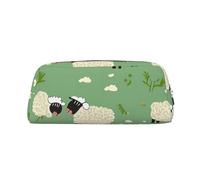 LHBWCVN Cute Cartoon Sheep Pencil Case Large Capacity Pencil Pouch Aesthetic Pen Bag Leather Makeup Bag for Women Men Travel Toiletry Bags Zipper Cosmetic Bag Wide-open Coin Pouch Purse, Silver, One