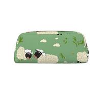 LHBWCVN Cute Cartoon Sheep Pencil Case Large Capacity Pencil Pouch Aesthetic Pen Bag Leather Makeup Bag for Women Men Travel Toiletry Bags Zipper Cosmetic Bag Wide-open Coin Pouch Purse, Gold, One