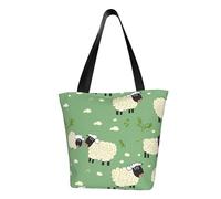 LHBWCVN Cute Cartoon Sheep Tote Bag for Women Top-Handle Purse Large Shoulder Hobo Bags Casual Handbags Aesthetic Shopping Bag Reusable Grocery Bag Zipper Work Bag Travel Beach Bag